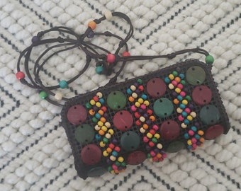 Woven Beaded Small Cross Body Bag