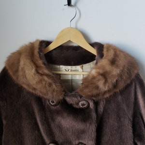 Vintage 1960s Franklin Simon Mink Collar Faux Fur Coat Vintage Faux Fur Swing Coat image 2