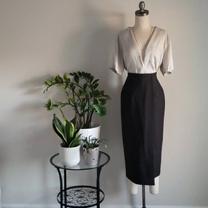 Vintage Giorgio Sant Angelo Wool Pinstripe, Vintage Brown Stripe Skirt Bild 1