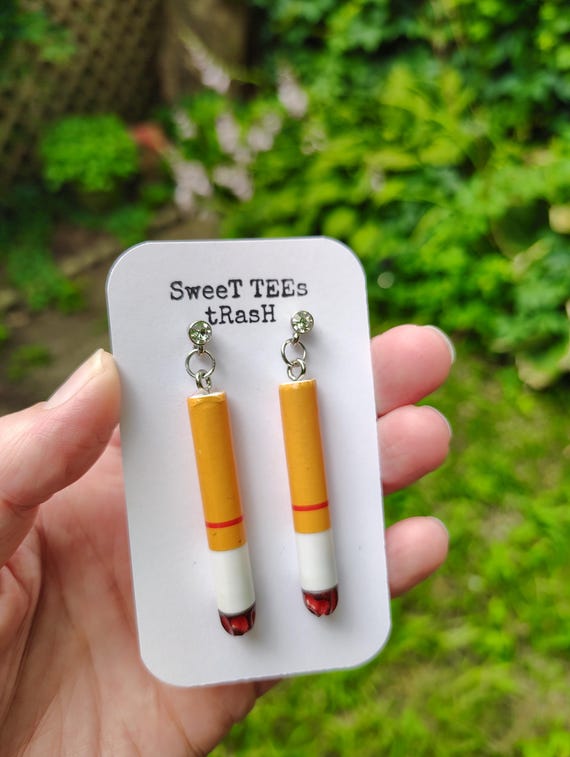 cigarette earings Handmade Dangle Half-Burnt Earrings Each earring is a testament to the rich cultural heritage and artistry of Indigenous communities smoking kills dangle set