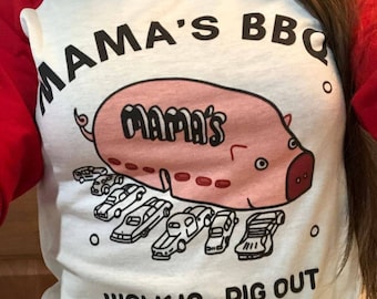 Mamas bbq Hawaiian laowaou 3/4 sleeve raglan shirt