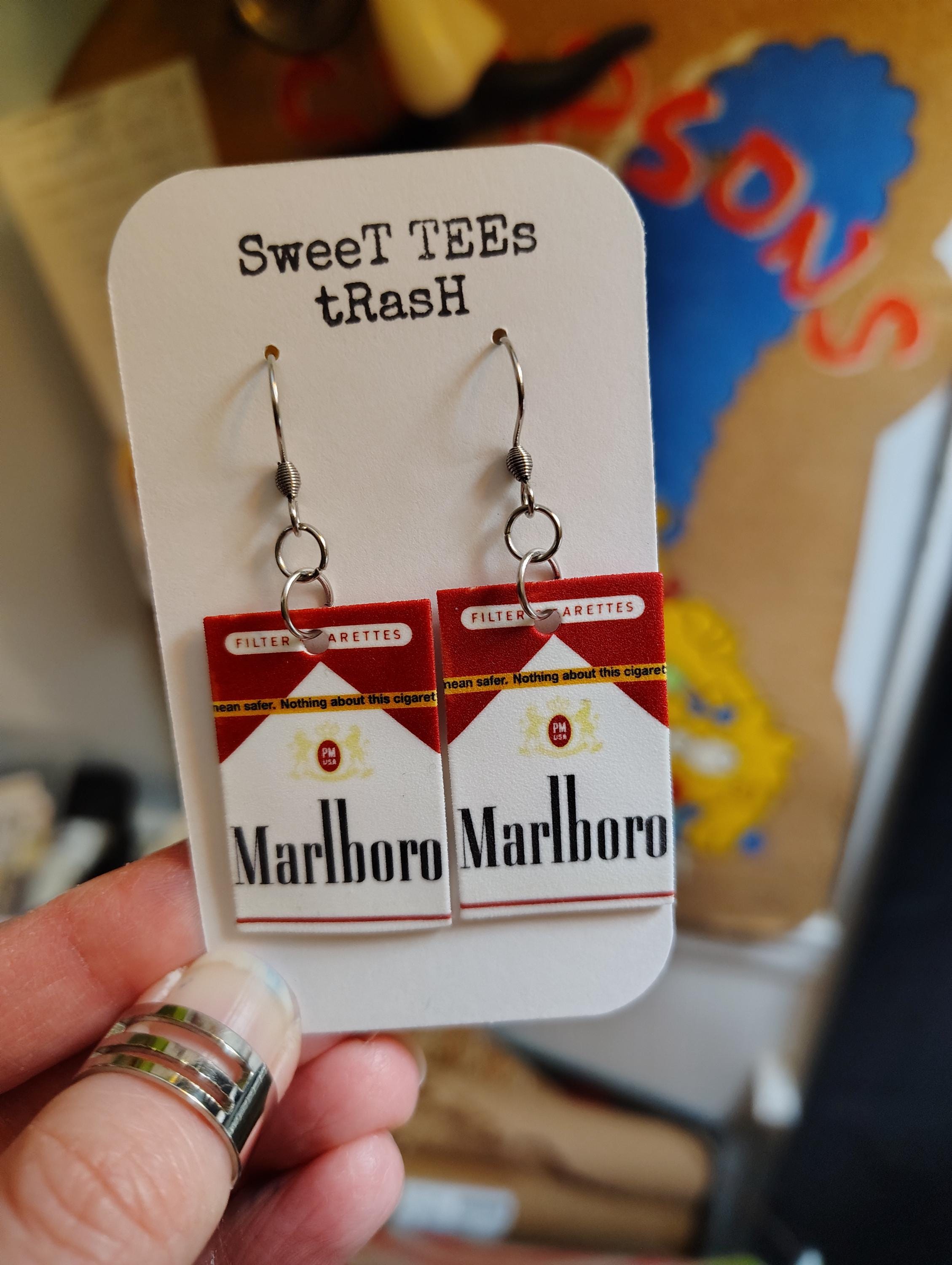 cigarettes earrings Cigarette Pack Earrings