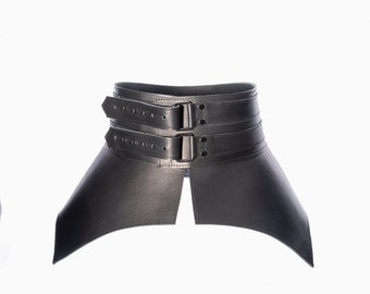 Leather Obi Corset Belt: Extra Wide Waist Peplum- XS-3X