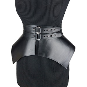 Leather Harness corset belt, Obi Belt, Wide waist peplum belt,