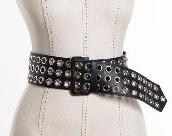 SETUP-EXE☆STUDDED WIDE BELT XZQTIVE Studded Punk Rivet Belt for Women/Men - Leather