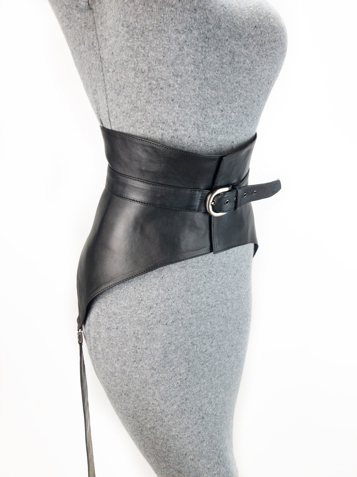 Black Leather Harness Belt Leather Peplum Belt Sexy Corset Etsy