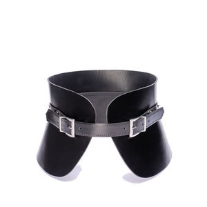 Black leather duo buckle corset belt, Plus size belt