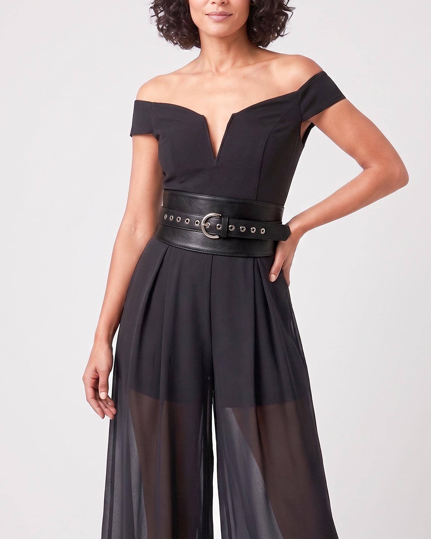 Leather Obi Buckle Belt – Wide Waist Cincher, Structured 