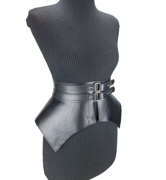 Leather Corset Belt: Wide Calfskin Peplum Obi Belt - Etsy