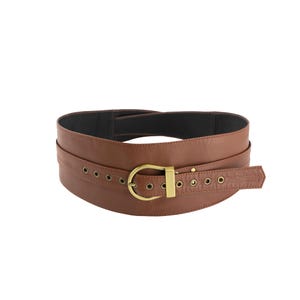 Leather Obi Buckle Belt: Elegant Waist Cincher - XS-3X