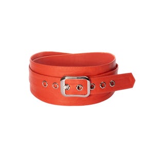 Orange Leather obi buckle belt