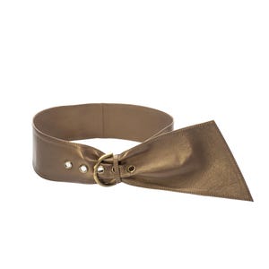 Ceinture à écharpe en cuir bronze : Ceinture habillée taille large - TP à 3X