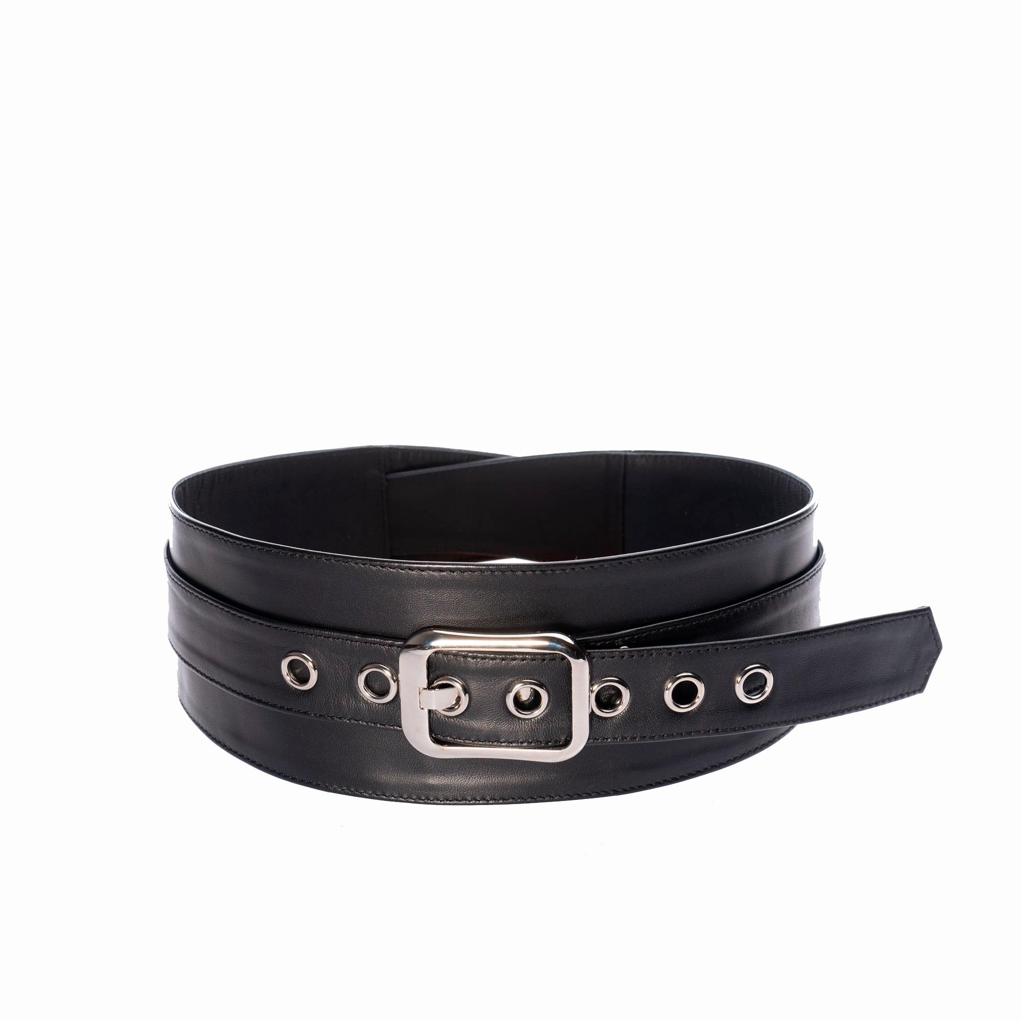 Leather Obi Buckle Belt: Wide Waist Tie Wrap, Soft Sheepskin 