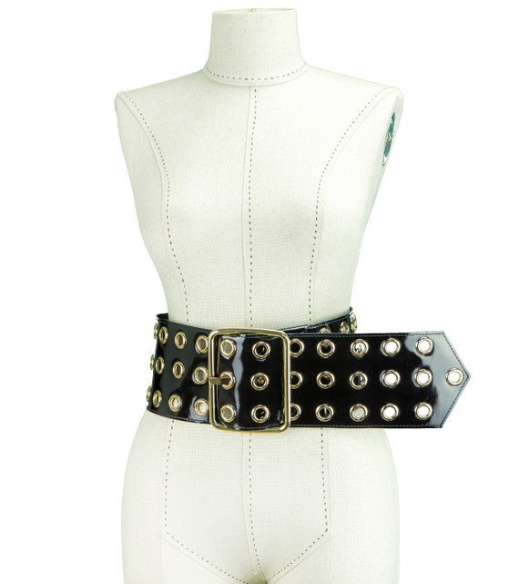 Wide 4.5″ (11cm) Leather Studded Large Buckle Belt. Corset
