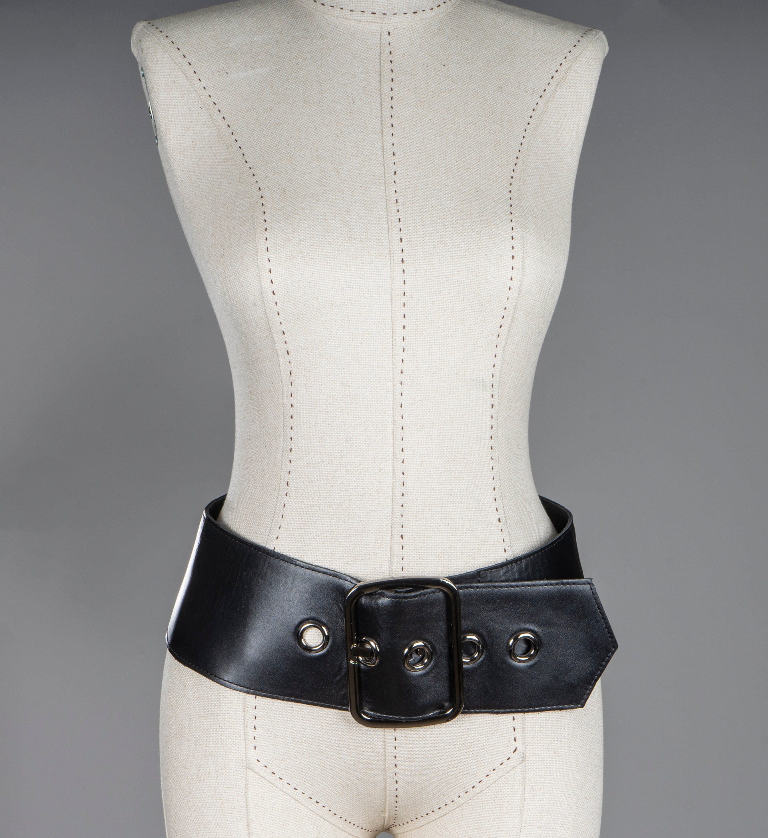 Wide Leather Hip Belt Large Buckle Eyelets Belt Plus Size Belt Etsy