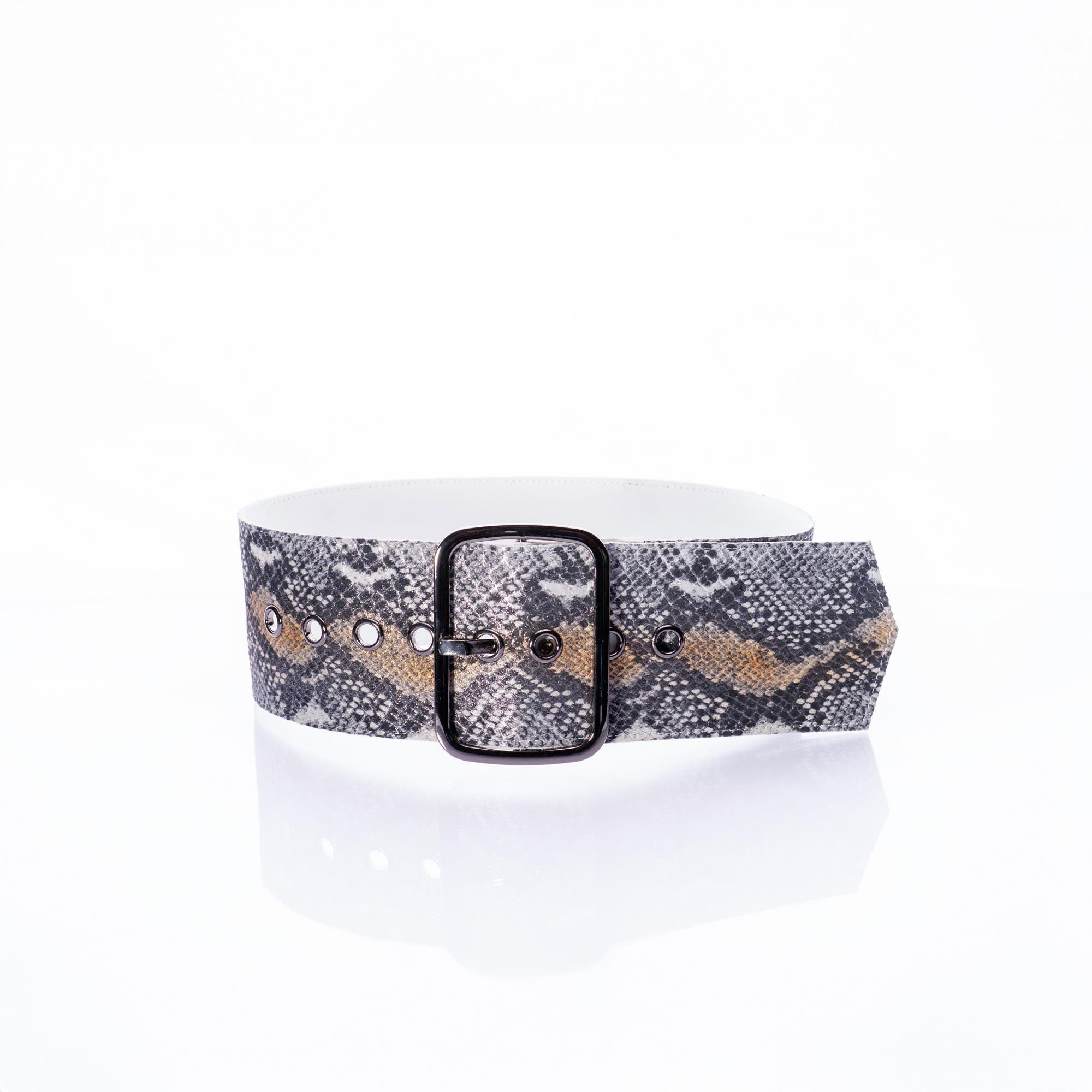 Wide Snake Print Leather Belt: Shine Embossed - XS-3X - Etsy display picture 1