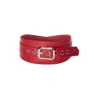 Red Leather obi buckle belt, Wide high waist dress corset belt