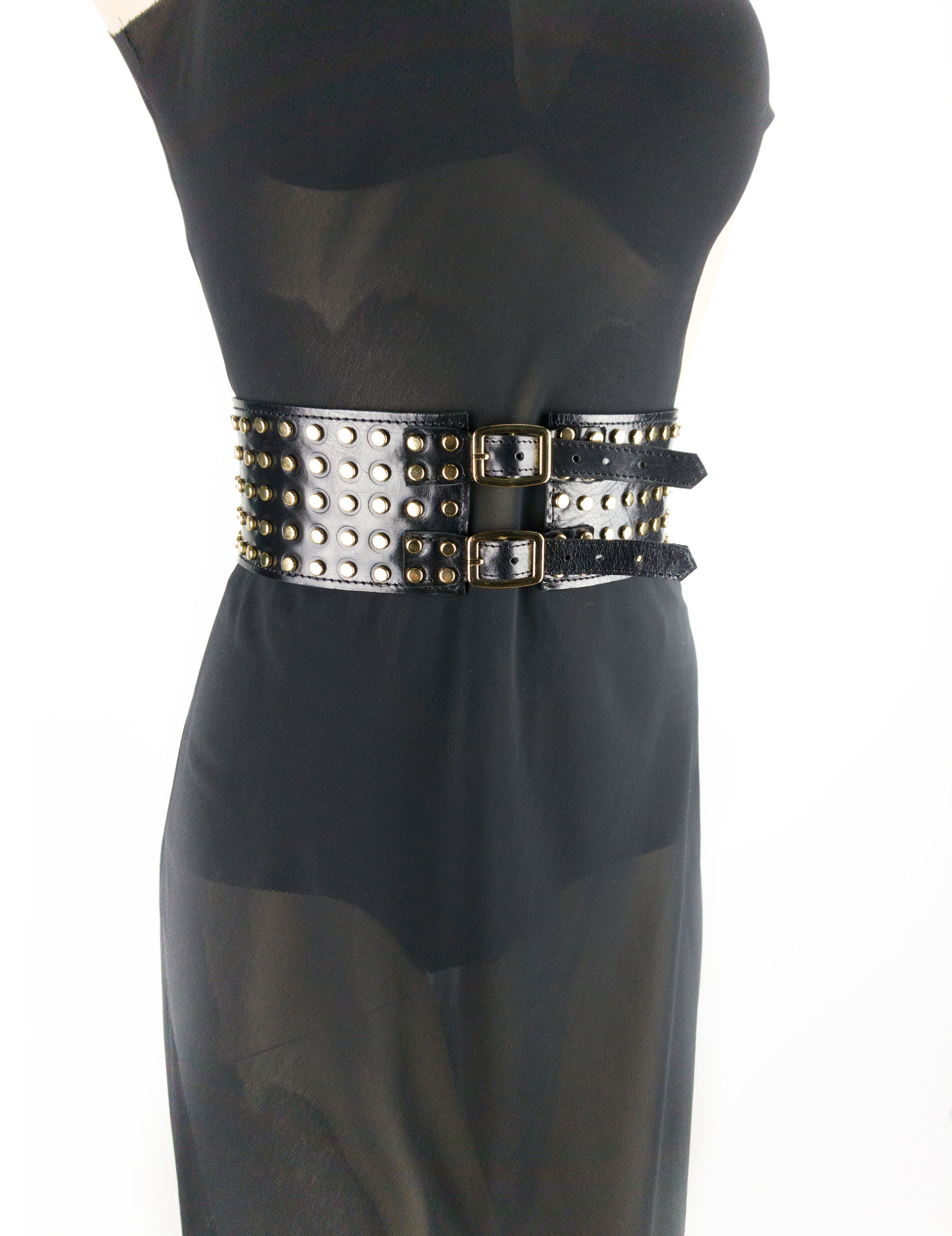 PREORDER 50601 Sylvie  Grommet Studded Wide Waist Belt for Women