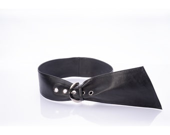 Leather tie sash buckle belt, Obi belt,  Wide waist belt, Elegant dress belt, Plus size belt