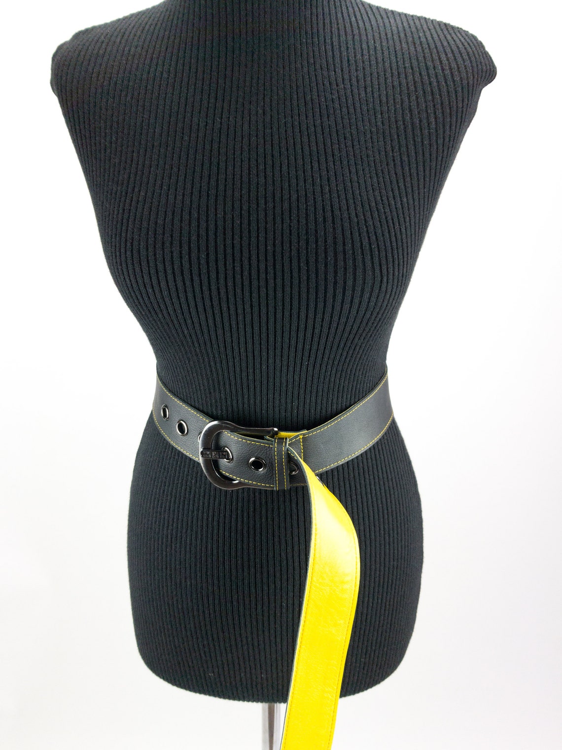 Extra Long Leather Belt With Metal Buckle and Eyelets Long Etsy