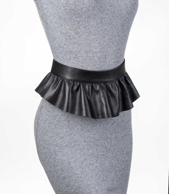 Leather Ruffle Peplum Belt: Waist Cincher Flounce Belt - XS  display picture 1