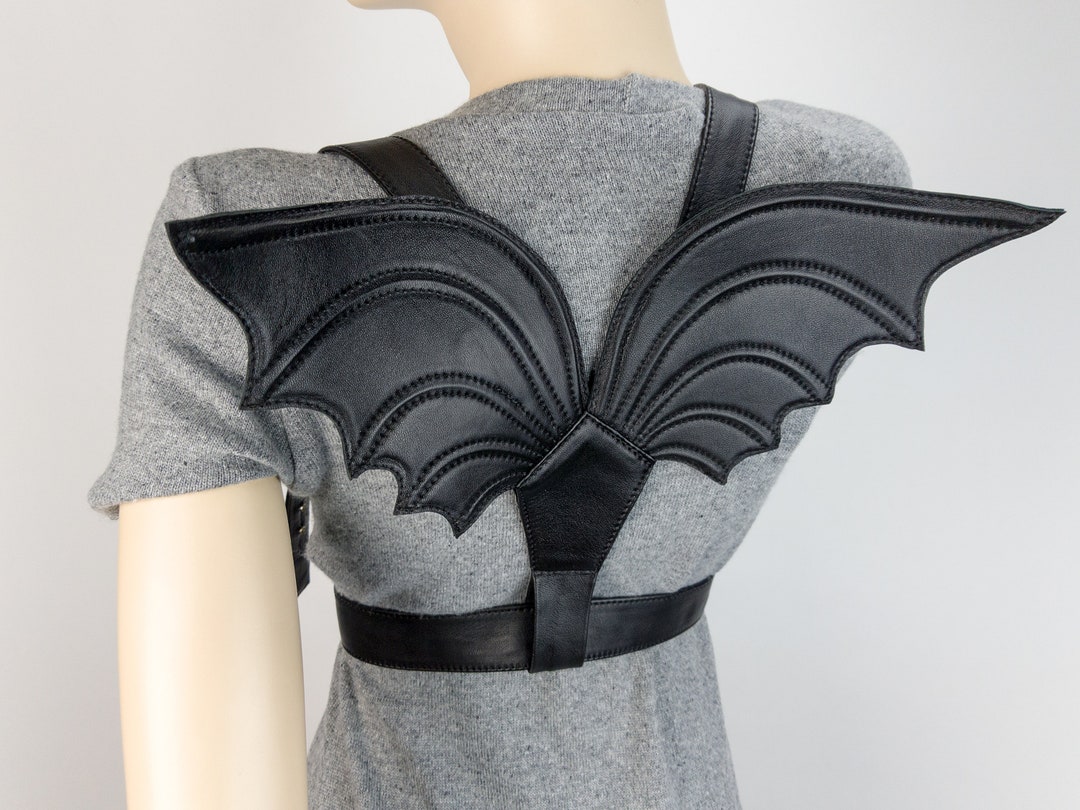Black Leather Bat Wing Harness: Gothic Biker Accessory - Etsy
