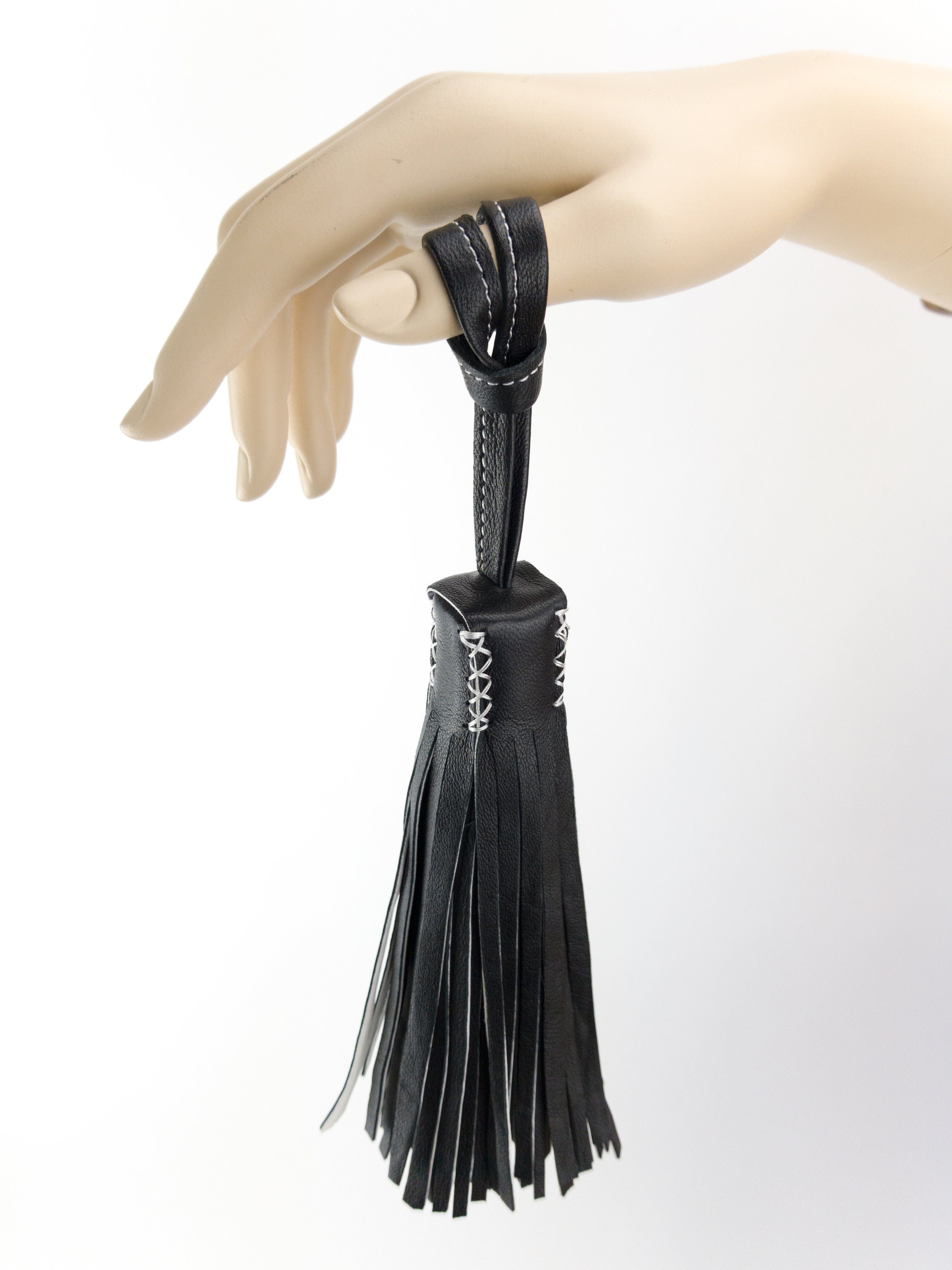 Long Tassel Leather Black Coord Set