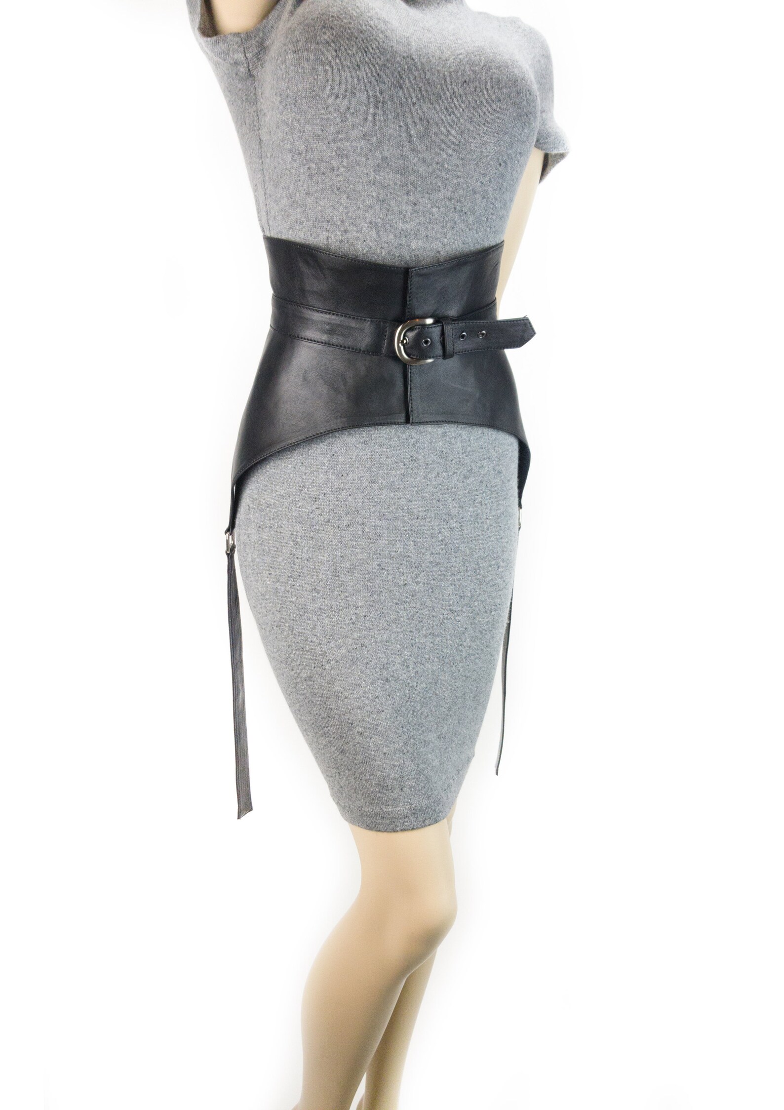 Black Leather Harness Belt Leather Peplum Belt Sexy Corset Etsy