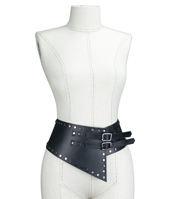 Leather Studded Duo Buckle Belt, Wide Waist Corset Belt, Asymmetrical  Leather Belt, Waist Shaper Belt, Plus Size Belts -  Canada