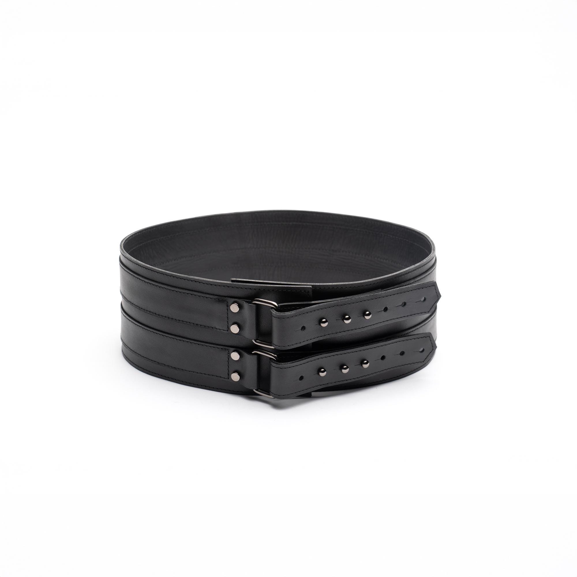 LCDC TM DOUBLE BUCKLE CORSET LEATHER ベルト Wide Leather Corset Belt, Double Buckle Waist Cincher, Black Metal