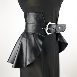 Leather Peplum Belt: Wide Waist Corset Skirt Belt