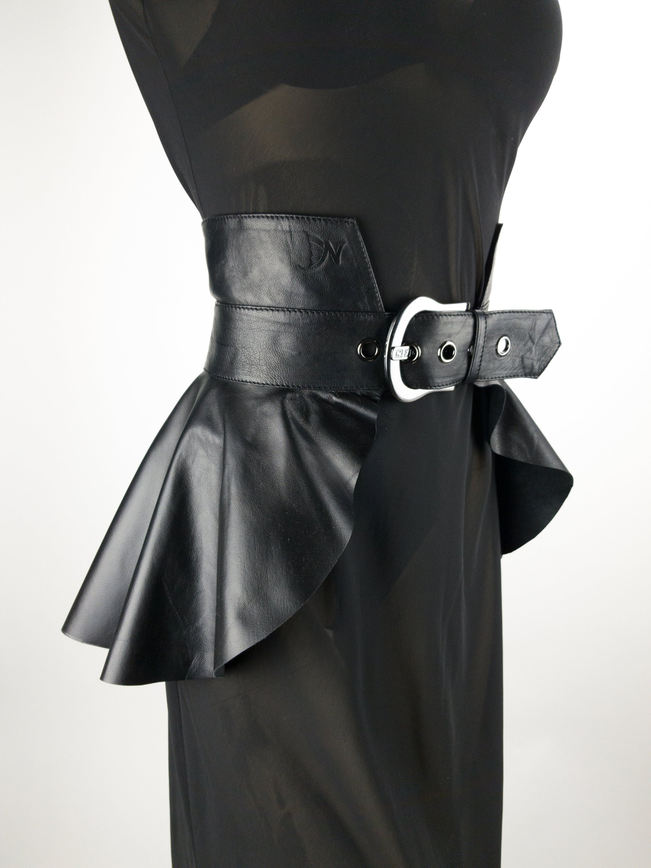 Leather Peplum Long Skirt Belt Womens Leather Belt Dress 