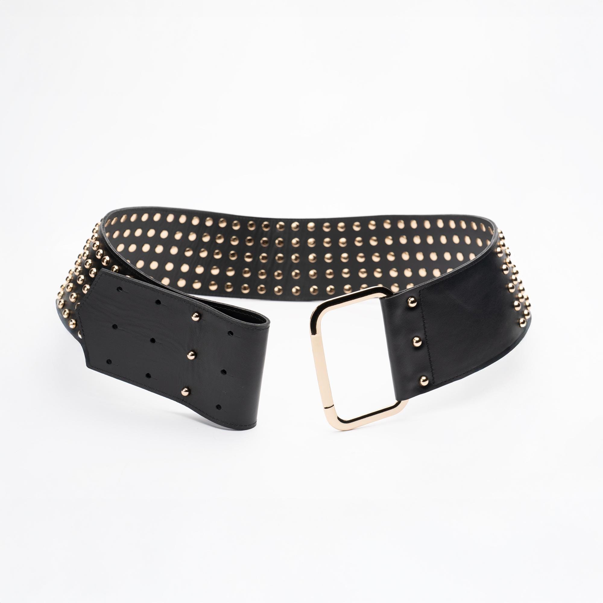 Wide Leather Hip Belt: Studded Rivets, Large Buckle - Etsy
