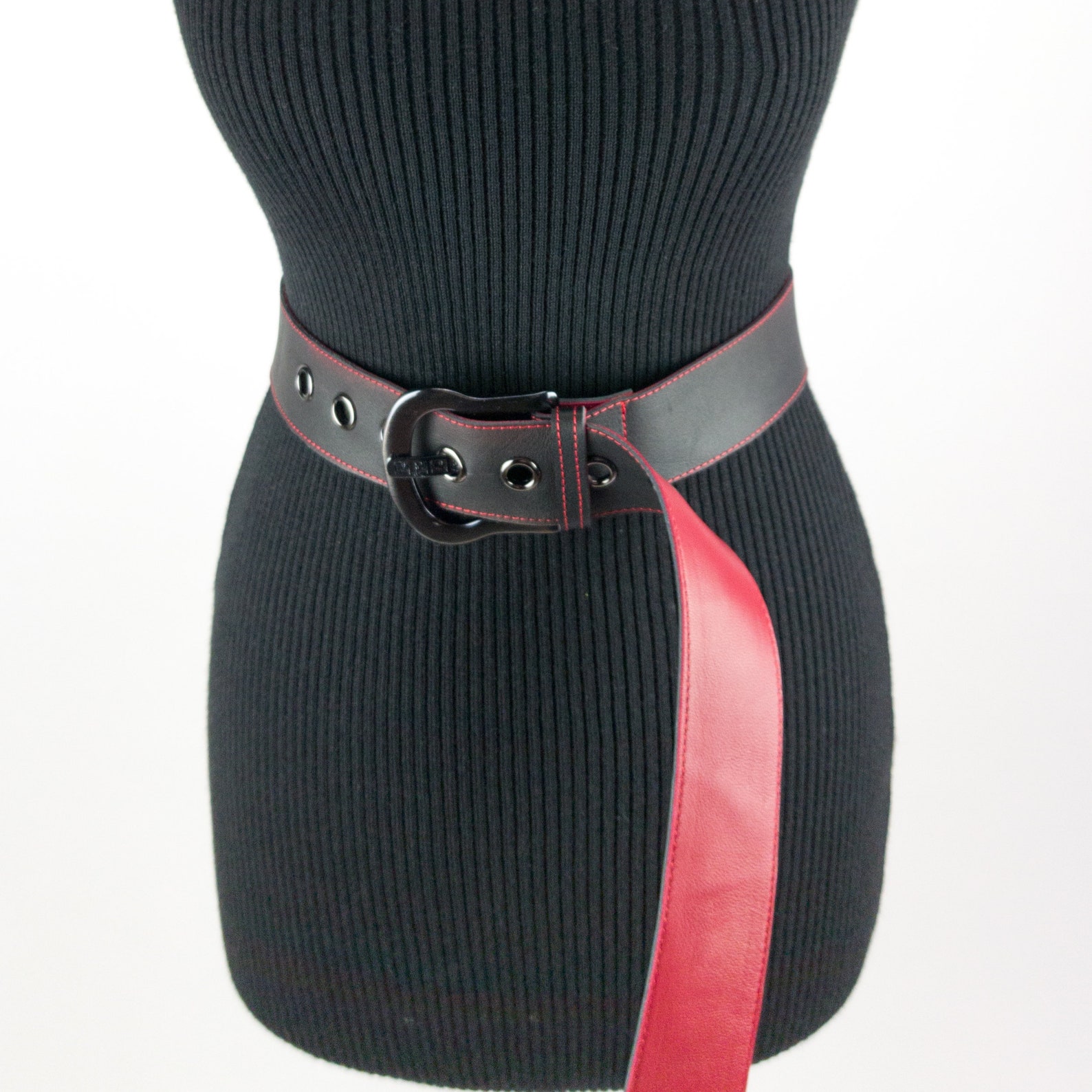 Extra Long Leather Belt With Metal Buckle and Eyelets Long Etsy