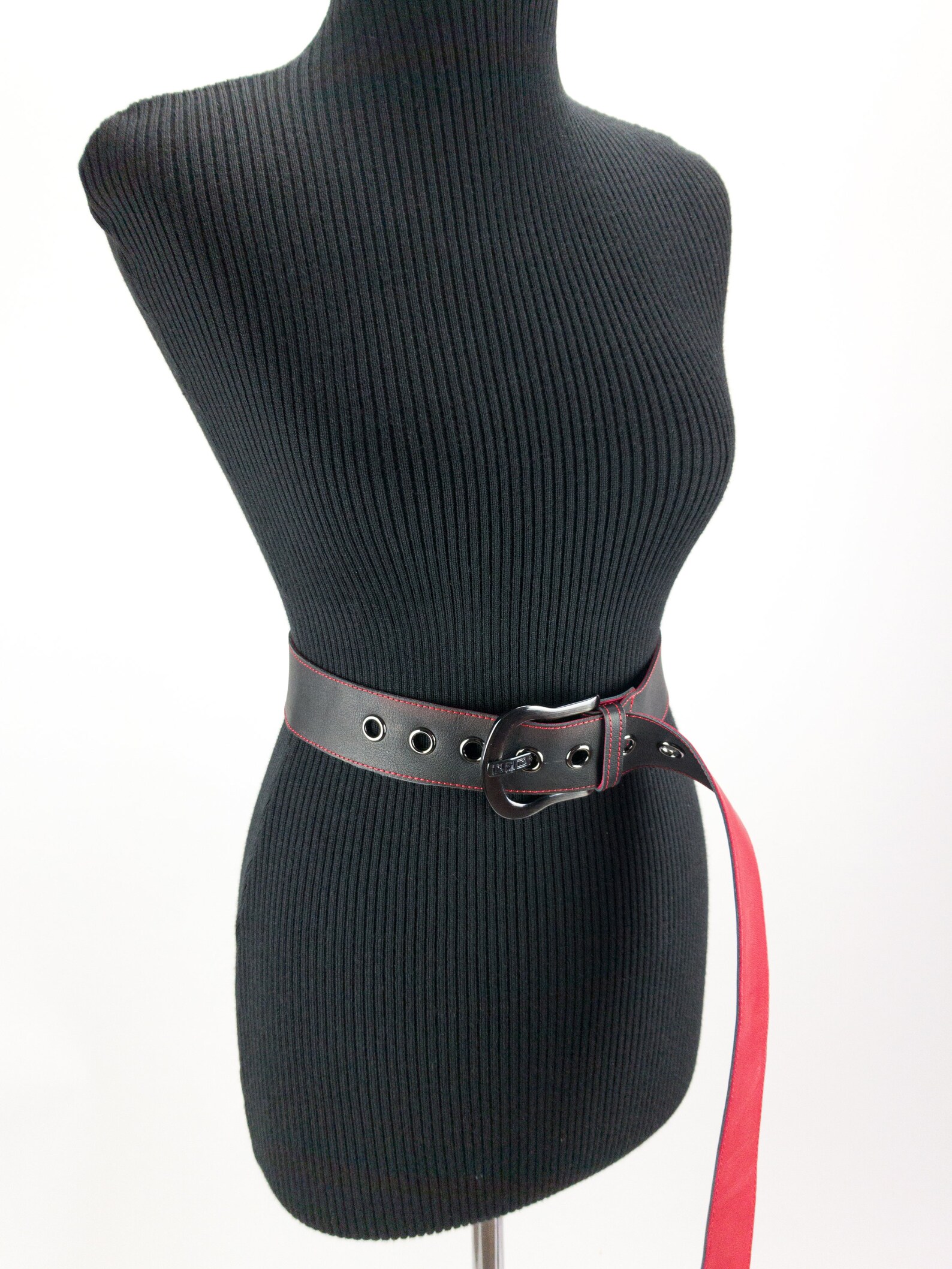 Extra Long Leather Belt With Metal Buckle and Eyelets Long Etsy