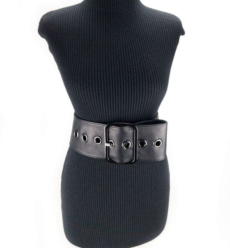 Stiff Leather Wide 4 10 cm Belt with Large Square Etsy