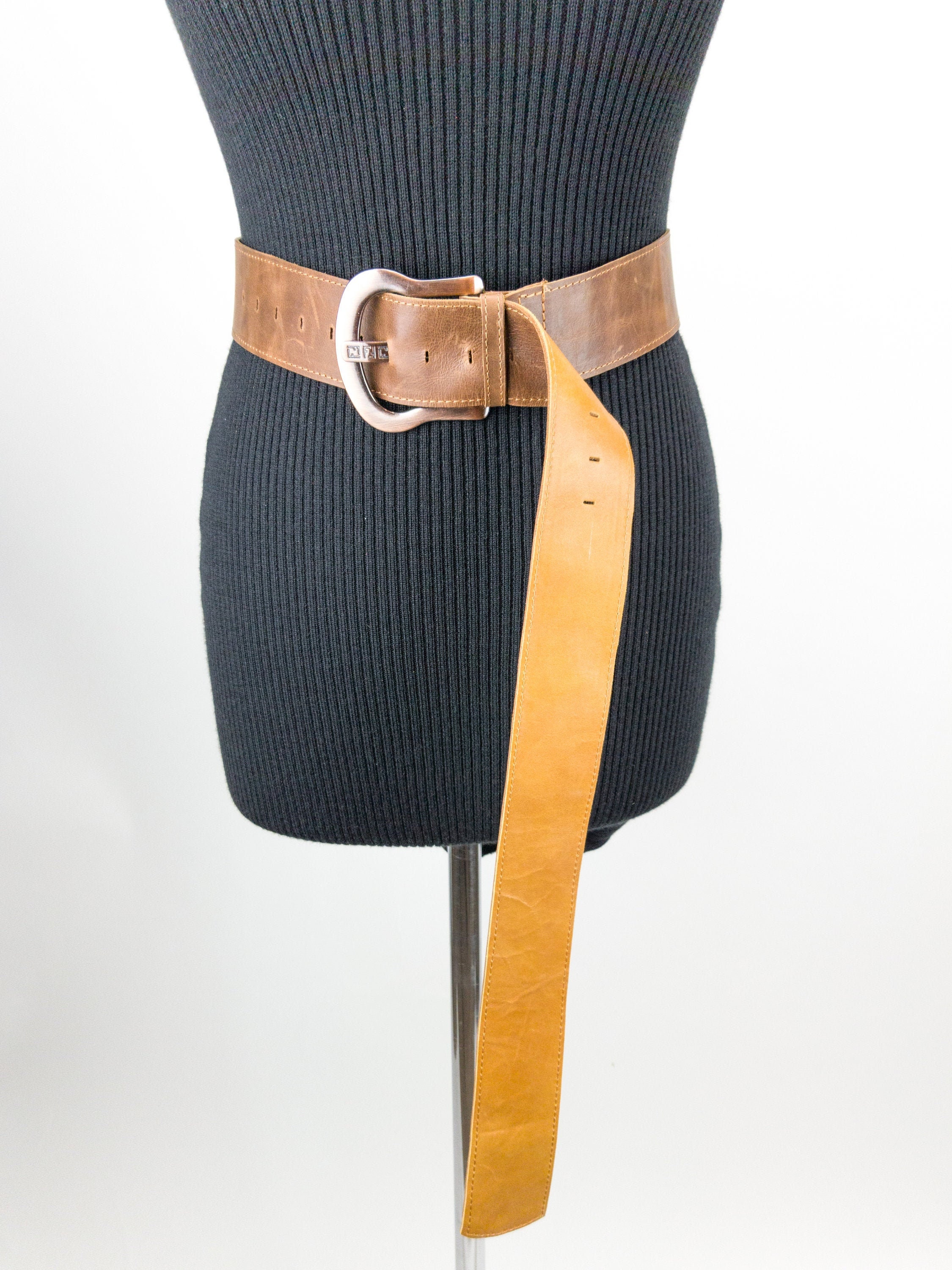 Extra Long Leather Buckle Belt Long Women Belt Brown Tan Etsy