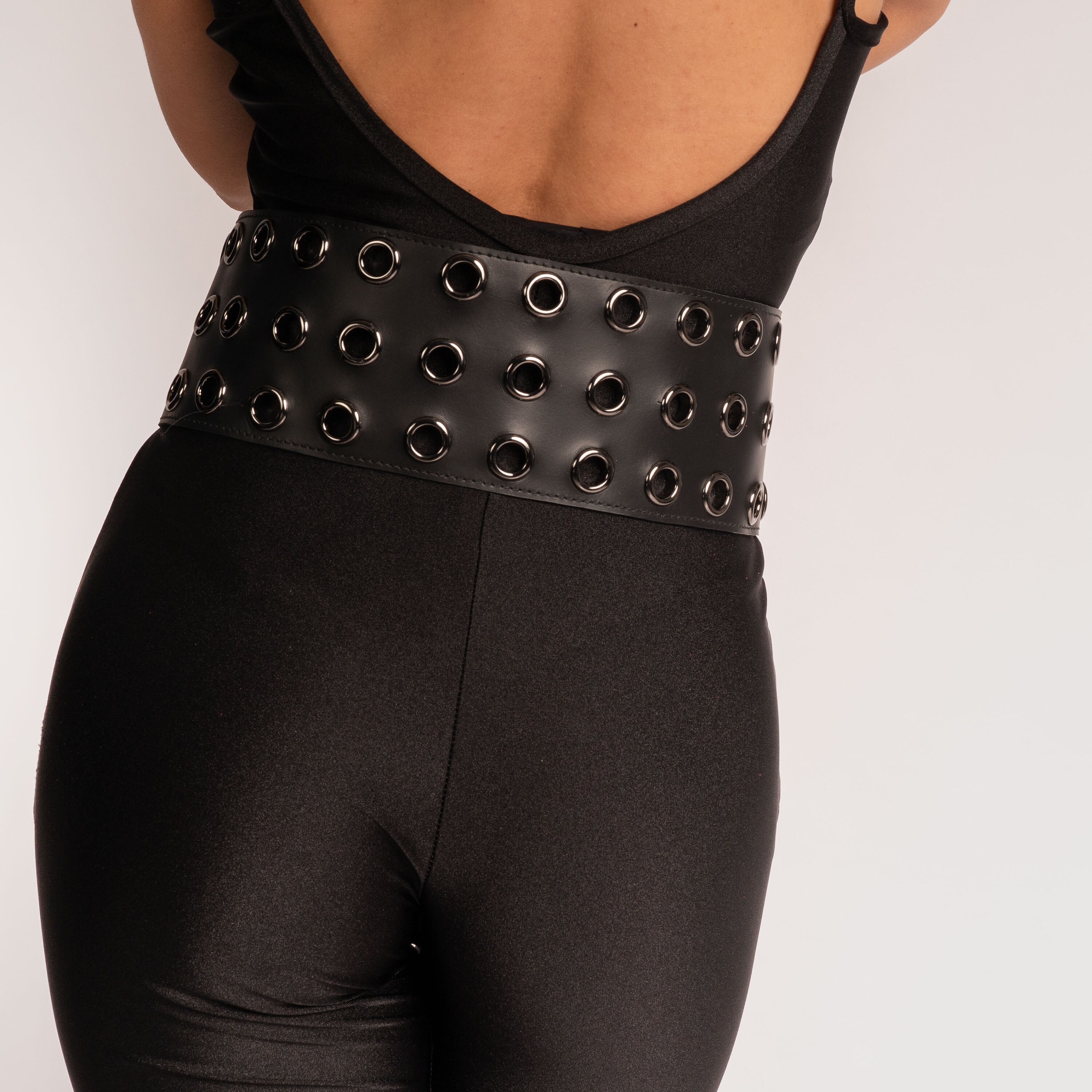 Wide Studded Leather Corset Belt: Biker Punk Goth Western  display picture 3