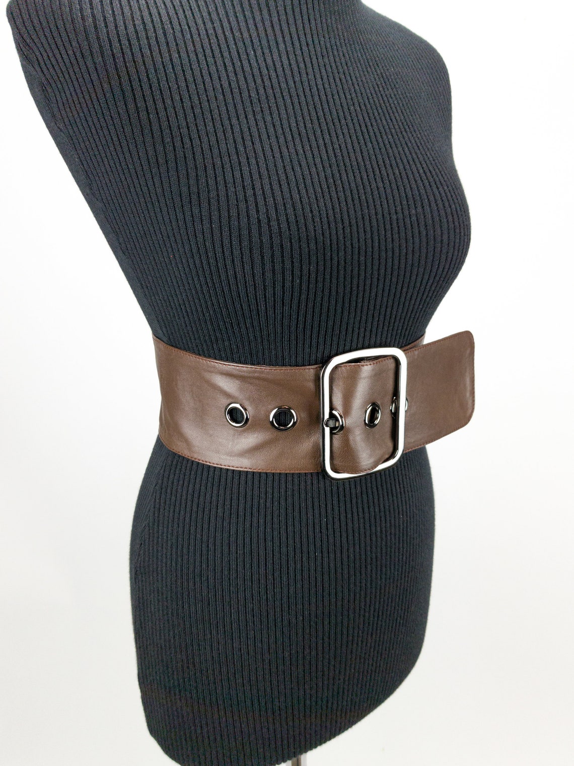 Red leather corset belt. Wide 10 cm 4 inch women belt. Etsy