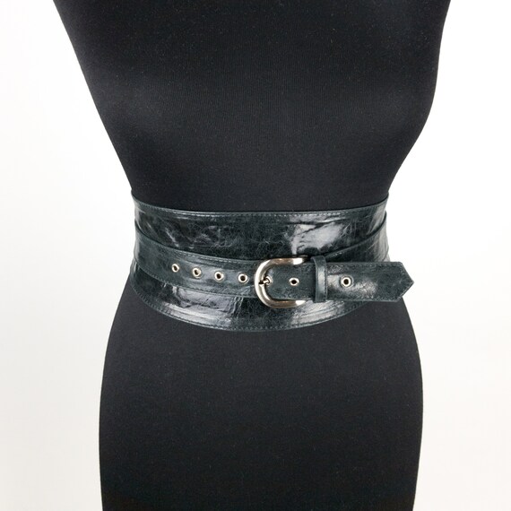 black leather obi belt