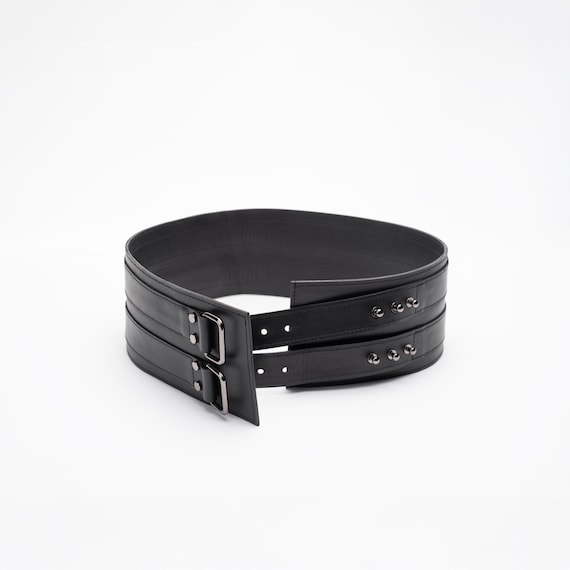 Genuine Leather Wide Width Belt Wrapped Buckle Cinch Strap Block Garden Women PU Leather Waist Belt Double Strap Tie  main image 3