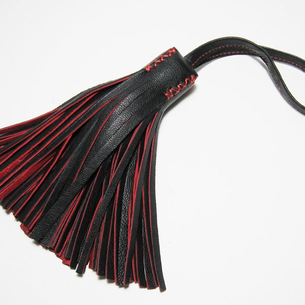 Keychain  Black  Red Leather Tassel| Big Long Leather Tassel | Charm Bag Pendant | Leather Gift Accessories