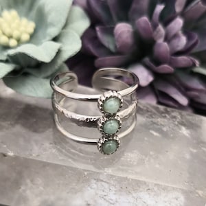 Adjustable ring in fine stone and silver steel metal | women&#39;s ring | gemstone ring | women&#39;s gift