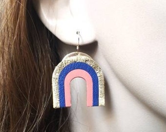 Leather rainbow earrings | original earrings | gift for wife