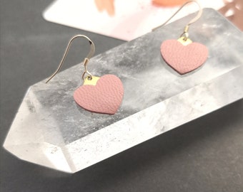 Mini short leather heart earrings |gift for women | heart earrings