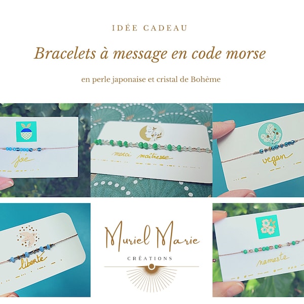 Bracelet à message en code morse personnalisable en cristal et perle de rocaille | cadeau personnalisé