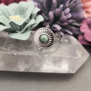 Adjustable ring in fine stone and silver steel metal | women&#39;s ring | gemstone ring | women&#39;s gift