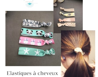 Lot de 4 élastiques à cheveux pour fille, bracelet élastique doux pour cheveux | élastiques à cheveux enfant | élastiques cheveux à motif