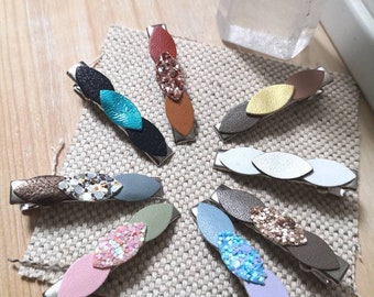 Leather or imitation leather hair clip