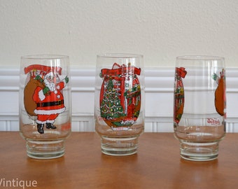 Coca-Cola サンタクロース グラス 3個セット 3 Vintage Coca Cola